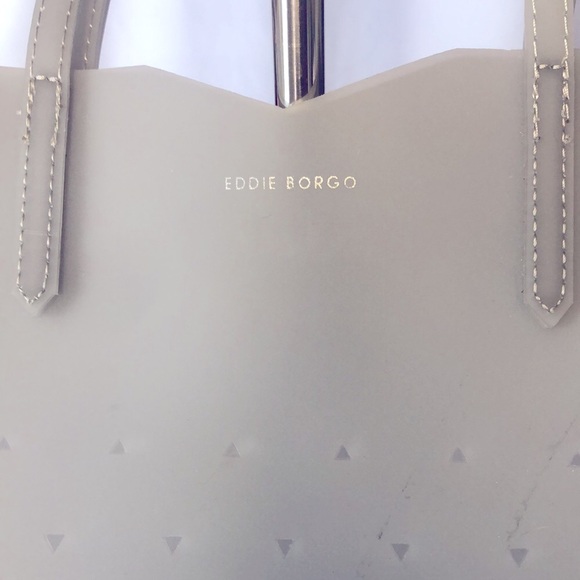 EDDIE BORGO for NEIMAN MARCUS Laser Cut Jelly light gray cosmetic tote. - Picture 4 of 8